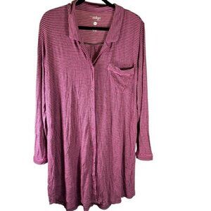 Indigo Great Northwest Sleepwear XL Striped Long Sleeve Nightgown Night Shirt